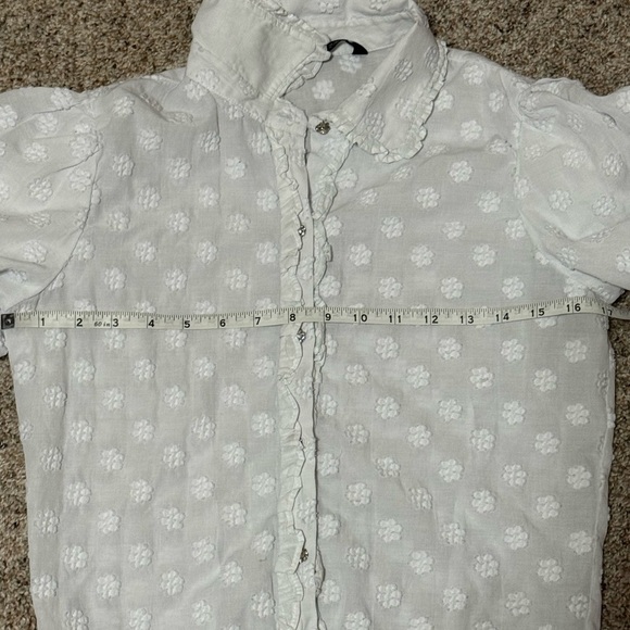 Zara White Floral Ruffled Blouse With Button Detail - Picture 8 of 9